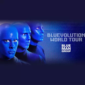 Blue Man Group Bluevolution World Tour promotional poster for spectacular live performances at Beau Rivage Casino Biloxi on January 9 and 10, 2026 — a multisensory theatrical experience bringing music, comedy, and creativity to Gulf Coast casino entertainment.
