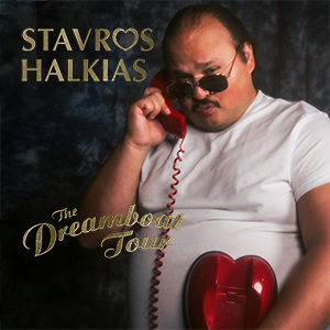 Stavros Halkias The Dreamboat Tour promotional poster for live stand-up comedy show at Beau Rivage Casino Biloxi on March 13, 2026 — featuring the popular comedian bringing laughter and Gulf Coast casino entertainment.
