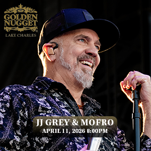 JJ Grey & Mofro promotional poster for live concert at Golden Nugget Casino Lake Charles on April 11, 2026, at 8:00 PM — featuring the Southern soul and blues-rock band delivering an unforgettable Gulf Coast casino entertainment experience.