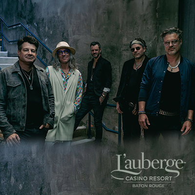 Collective Soul promotional image for live rock concert at L’Auberge Casino Baton Rouge on Friday May 1 with showtime at 8:00 PM featuring the chart topping band performing their signature alternative rock hits as part of Gulf Coast casino entertainment.