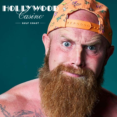 Ginger Billy promotional poster for live stand up comedy show at Hollywood Casino Gulf Coast on April 11, 2026 at 8:00 PM featuring the popular comedian known for Southern humor as part of Gulf Coast casino entertainment.
