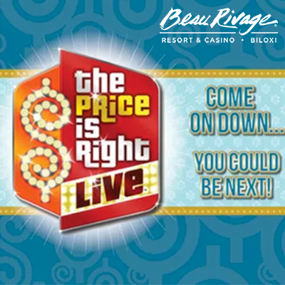The Price Is Right Live promotional poster for interactive game show experience at Beau Rivage Casino Biloxi on February 28 and March 1, 2026 — inviting audiences to ‘Come on down’ for exciting prizes and Gulf Coast casino entertainment.