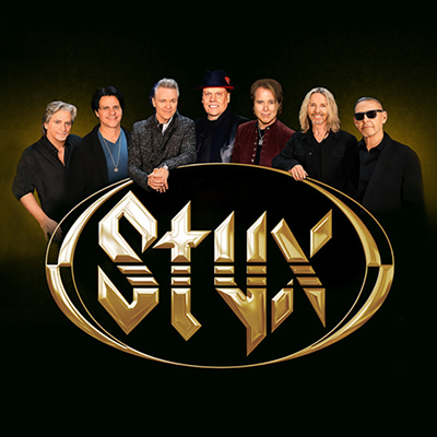 Styx promotional image for live rock concerts on April 10 and April 11 2026 at 8:00 PM featuring the legendary band performing classic hits and fan favorites as part of premier Gulf Coast casino entertainment.