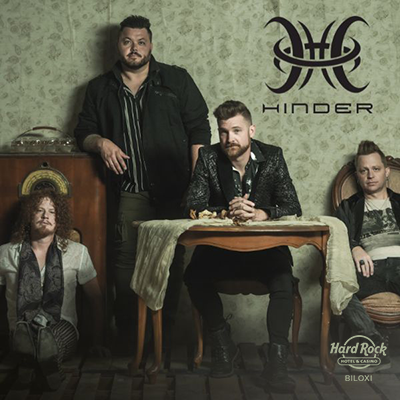 Hinder live in concert at Hard Rock Casino Biloxi on May 29 2026 performing at Hard Rock Live with doors at 6 30 PM and showtime 8 00 PM in Biloxi Mississippi.
