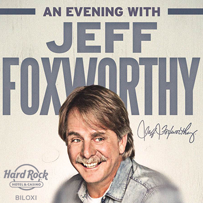 Jeff Foxworthy brings his stand-up tour to Hard Rock Biloxi on September 18 at 8:00 PM. See presale dates, show details, and ticket information.