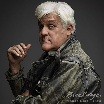 Jay Leno comedy show promotional image advertising the October 10 2026 performance at Beau Rivage Theatre Biloxi Mississippi
