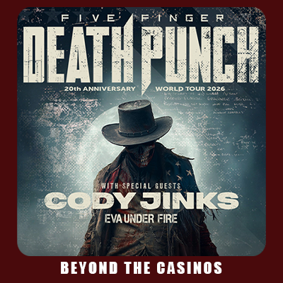 Five Finger Death Punch performing live at Mississippi Coast Coliseum Biloxi October 5 2026 with Cody Jinks and Eva Under Fire heavy metal concert Gulf Coast event