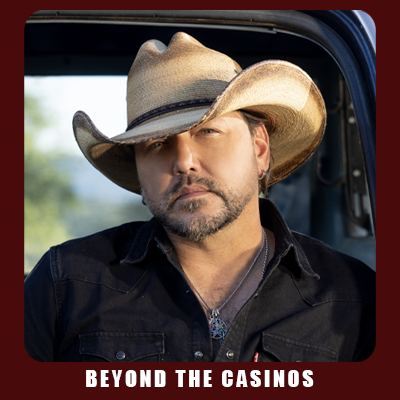 Jason Aldean performing live at The Wharf Amphitheater in Orange Beach Alabama on August 29, 2026, with Chase Matthew, Mackenzie Carpenter, and Dee Jay Silver Songs About Us Tour concert event